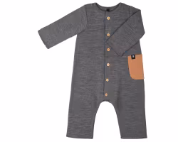 Jumpsuit i 100% merinoull för baby och småbarn Mörkgrå -62-92cl