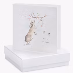 Julkort + Örhängen i sterlingsilver kanin