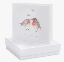 Julkort + örhängen i Sterlingsilver fåglar