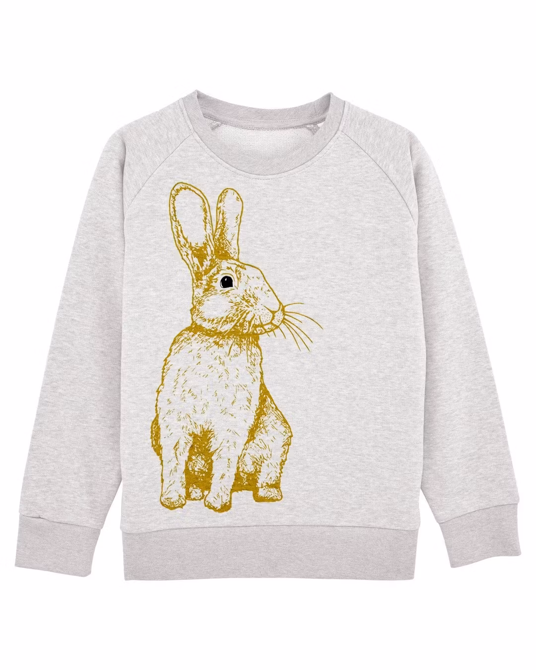 Sweatshirt tröja barn - beige med kanin 7-8år ekologisk bomull
