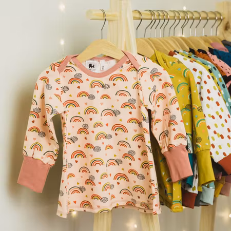 Tunika Tröja baby barn - rosa med regnbågar 50-104cl