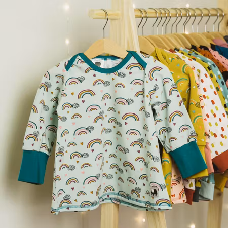 Babykläder Tunika tröja blå med regnbågar 50-104cl