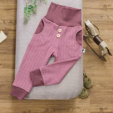 Baby Byxor fiskbensmönstrat jacquardtyg rosa 50-104cl babykläder
