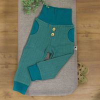 Byxor baby barn - fiskbensmönstrat jacquardtyg Petrol 50-104cl
