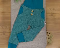 Byxor baby barn - fiskbensmönstrat jacquardtyg Petrol 50-104cl