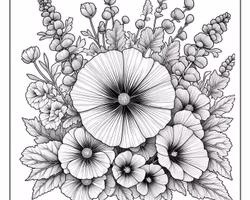 Målarbok för Vuxna - Snittblommor 20 sidor