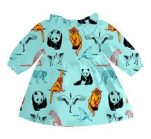 Klänning för baby barn med volang krage Turkosa Panda och vänner - 3mån -6år