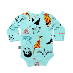 Baby Body Omlott Turkosa Panda och vänner - nyfödd-12mån ekologisk bomull