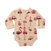 Body Omlott för baby - Flamingo - nyfödd-12mån eko bomull