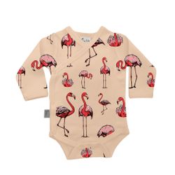 Body Omlott för baby - Flamingo - nyfödd-12mån eko bomull
