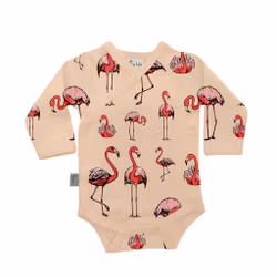 Body Omlott för baby - Flamingo - nyfödd-12mån eko bomull