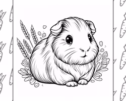 Målarbok för barn Marsvin - 25 sidor som du skriver ut hemma