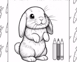 Målarbok för barn Dvärgvädurs kaniner - 25 sidor