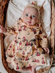 Klänning för barn med volang krage Flamingo - 3mån -6år