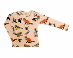 Långärmad t-shirt tröja för barn - Kanin med vänner 1-8år ekologiska barnkläder