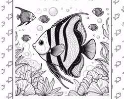 Målarbok Akvariefiskar - 25 sidor för barnen att färglägga
