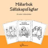 Målarbok för barn Sällskapsfåglar - 25 sidor att skriva ut hemma