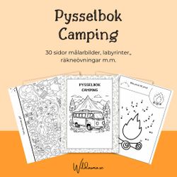 Camping pysselbok för barn - 30 sidor att skriva ut hemma