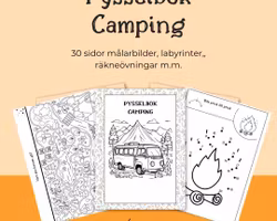 Camping pysselbok för barn - 30 sidor att skriva ut hemma