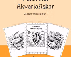 Målarbok Akvariefiskar - 25 sidor för barnen att färglägga