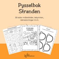Pysselbok för barn - Stranden 30 sidor att skriva ut hemma