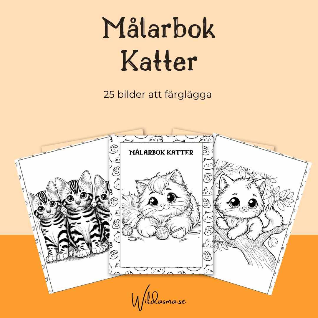 Upptäck Kattens Magiska Värld: Målarbok med 25 Söta Bilder!