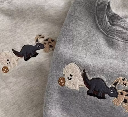 Sweatshirt body till baby - Dinosaurie grå 6-24mån ekologisk bomull