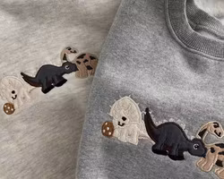 Sweatshirt body till baby - Dinosaurie grå 6-24mån ekologisk bomull