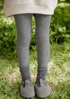 Lyxiga ribbade leggings byxor för barn melerade mörkgrå 12mån-10år