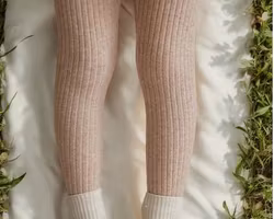 Lyxiga Ribbade leggings byxor för barn - melerade rosa 12mån-10år