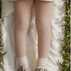 Lyxiga Ribbade leggings byxor för barn - melerade rosa 12mån-10år