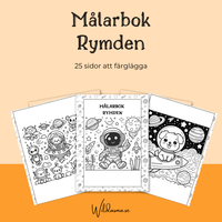 Målarbok för barn Rymden, PDF att skriva ut hemma - 25 sidor