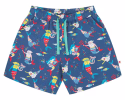 Shorts kortbyxor för barn blå sjöfolk - 2-8år eko bomull