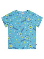 T-shirt tröja för barn kortärmad blå småkryp - 2-8år ekologisk bomull