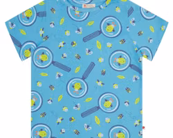 T-shirt tröja för barn kortärmad blå småkryp - 2-8år ekologisk bomull