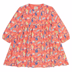 Barnklänning långärmad hoppande kaniner - 6mån-8år eko Piccalilly