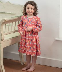 Barnklänning långärmad hoppande kaniner - 6mån-8år eko Piccalilly