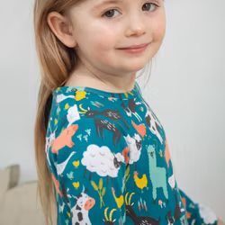Långärmad snurrklänning för barn bondgårdsdjur - 2-8år Piccalilly