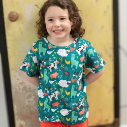 Barnkläder T-shirt tröja kortärmad bondgårdsdjur - 12mån - 8år Eko bomull Piccalilly