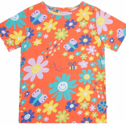 T-shirt tröja kortärmad för barn "Flower power" - 2-8år eko bomull Piccalilly