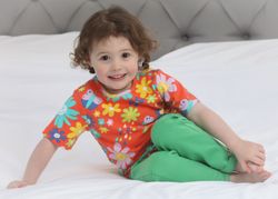 T-shirt tröja kortärmad för barn "Flower power" - 2-8år eko bomull Piccalilly