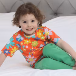 T-shirt tröja kortärmad för barn "Flower power" - 2-8år eko bomull Piccalilly