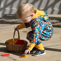 Onepiece med Huva och Söta Öron för Baby – Tropiskt Mönster nyfödd-12mån eko bomull