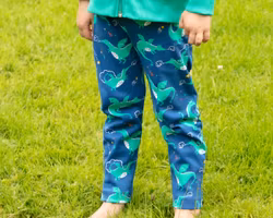 Leggings byxor för Barn blå –Magisk drake 6mån-7år eko bomull