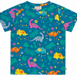 T-shirt tröja kortärmad för barn ekologisk bomull- Dinosaurie 12mån-6år
