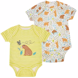 2-pack Kortärmade Baby bodys – Björnar och Randigt nyfödd-12mån