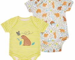2-pack Kortärmade Baby bodys – Björnar och Randigt nyfödd-12mån