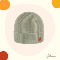Mössa barn vuxen ribbad merinoull - Sjögrön (5år och uppåt)