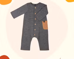 Jumpsuit i 100% merinoull för baby och småbarn Mörkgrå -62-92cl