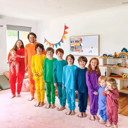 Myskläder barn vuxna - Våfflad eko bomull - Lila Plommon -7år - Junior